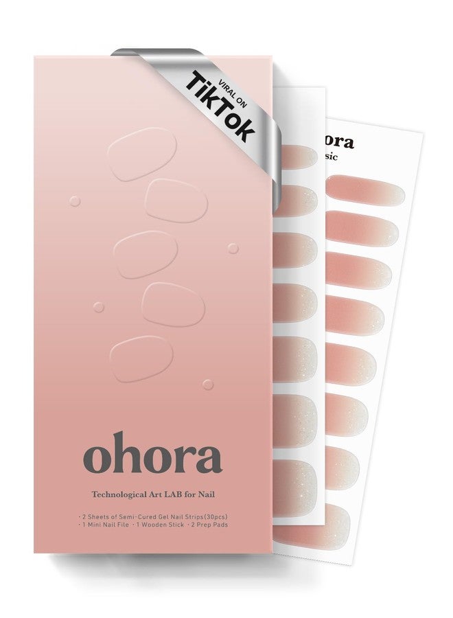 اوهورا شرائط أظافر أوهورا شبه المعالجة (لون وردي فاتح) - متوافقة مع جميع مصابيح الأشعة فوق البنفسجية/LED، بجودة صالونات التجميل، تدوم طويلاً، سهلة الاستخدام والإزالة - تتضمن قطعتين لتحضير الأظافر، ومبرد أظافر، وعصا خشبية - Image 1